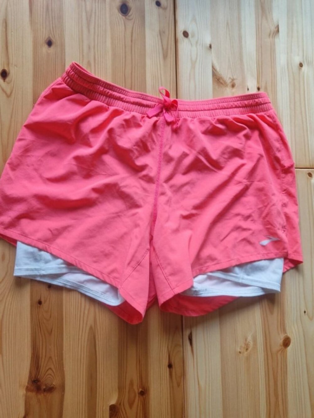 Women's Pink 2-in-1 Running Shorts with Built-In Liner Size M